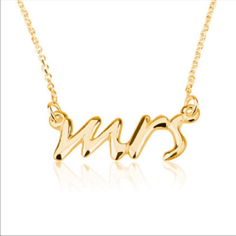 Mrs wedding chain necklace dipped gold- perfect